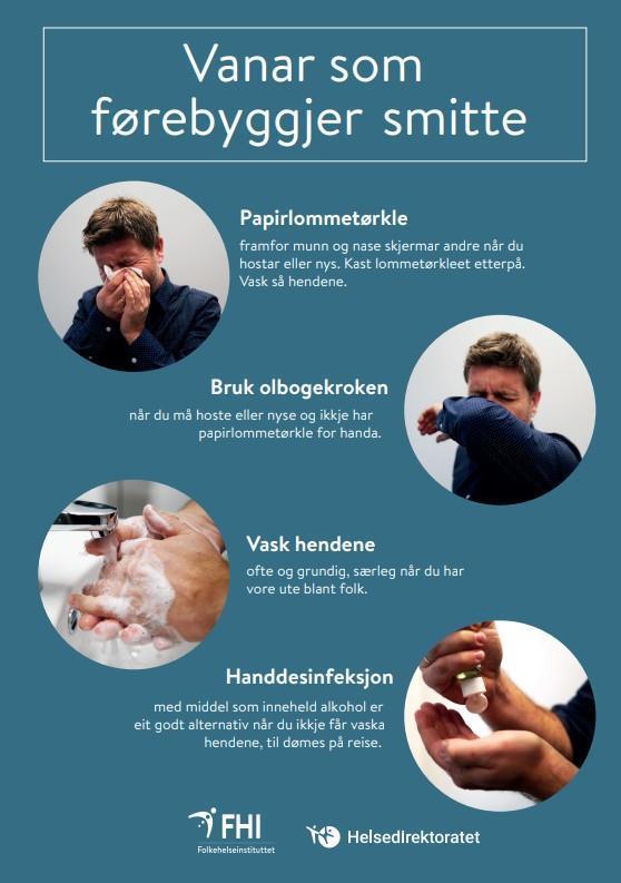 PLakat med smittevernråd - Klikk for stort bilete